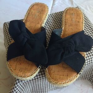 Nine West Flat Black Bow Espadrilles Size 10 M